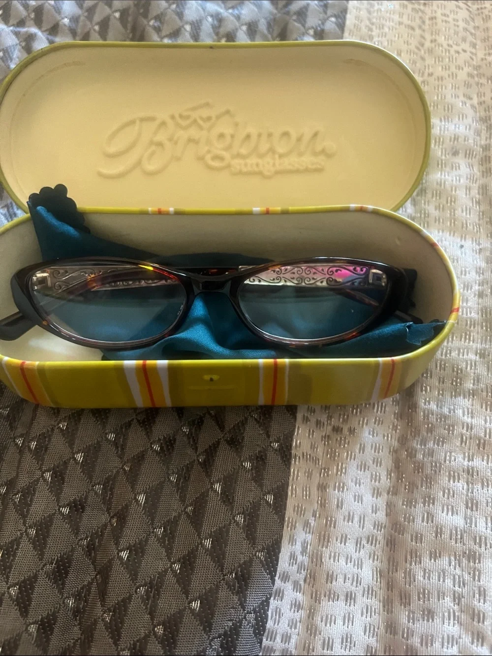Brighton Women's Tortoiseshell Oval Glasses with Amber Highlights
